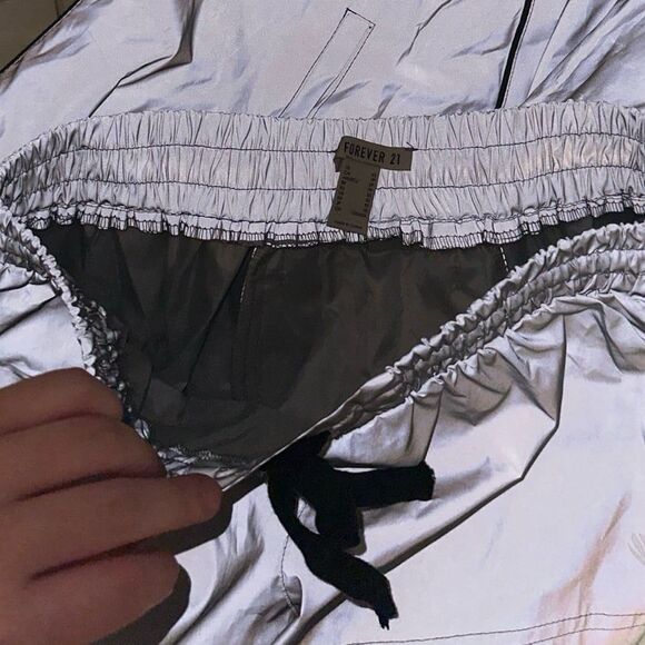 FOREVER 21 SILVER REFLECTIVE ACTIVE SHORTS AND JACKET SET - Picture 11 of 12